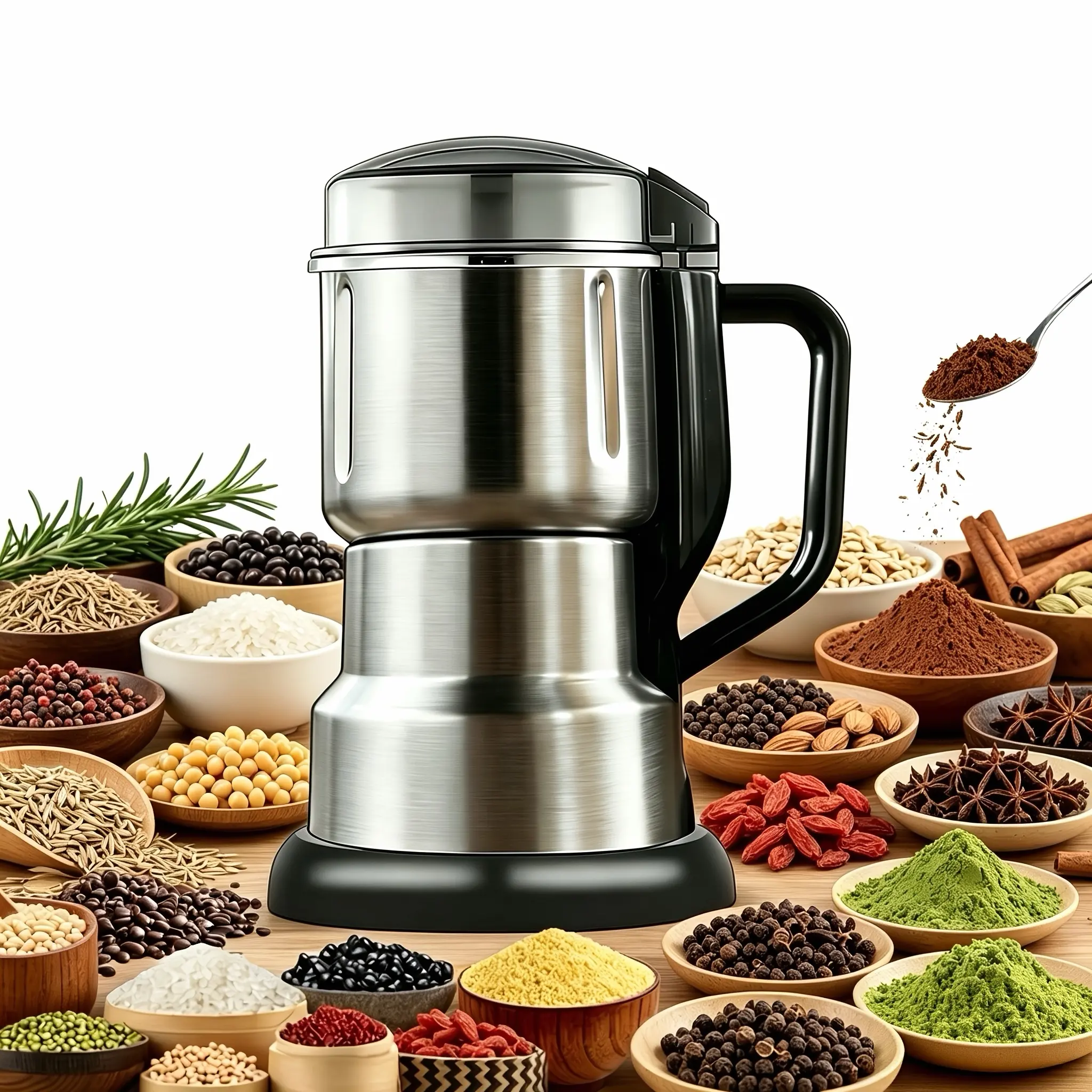 Multifunctional Electric Coffee Grinder And High-Power Spice Grinder; Suitable for Grinding Coffee Beans, Spices, Seeds, And Grains. Ideal for Home Kitchens And Makes a Perfect Holiday Gift
