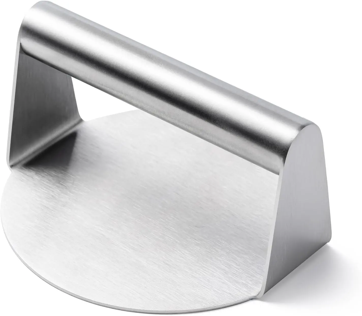 Stainless Steel Burger Press Meat Utensil - 5.5" Size Round Shape Smasher, Non-Stick Smooth Surface, Flat Ridge-Free Bottom, for Cooking Burgers, Camping Trip