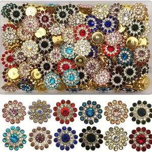 120pcs Sunflower Crystal Glass Inlaid Golden Claw Flower Elegant Rhinestone For DIY Clothes Wedding Dresses Decoration Crafts Upscale Jewelry Making Supplies