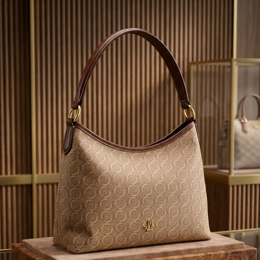 Medium size, hobo-style shoulder bag featuring a structure crescent or slouch silhouette