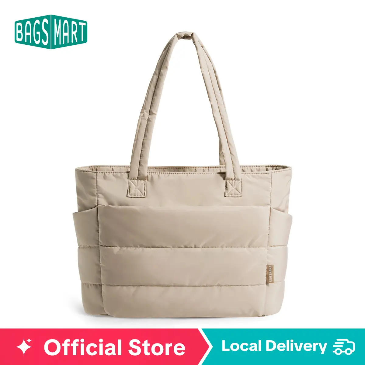 BAGSMART Puffy Bubble Tote Bag 3 Sizes for Women Quilted Laptop Shoulder Handbag, Lightweight Work Tote with Multiple Compartments for Travel & Work