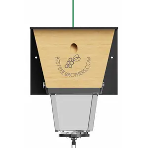 Best Bee Brothers Ultimate Pro Carpenter Bee Trap for Outside with Extra-Large, Clear External Bee Vault & Spring-Loaded Door, Black Roof