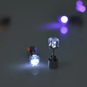 Colorful Flashing LED Earrings Sparkling Crystal Studs for Party Glow in the Dark Accessories High-End Aesthetic Piercing Jewelry Dainty Fashionable Light Up Studs Lightweight Durable Trendy Nightlife Essentials Creative Gift for Friends New 2026
