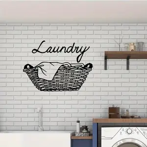 Self-Adhesive Bathroom Wall Sticker, Laundry Room Decal, Toilet Decoration, Letter Printed Background Wall Mural, Window Decor, Adhesive Decals