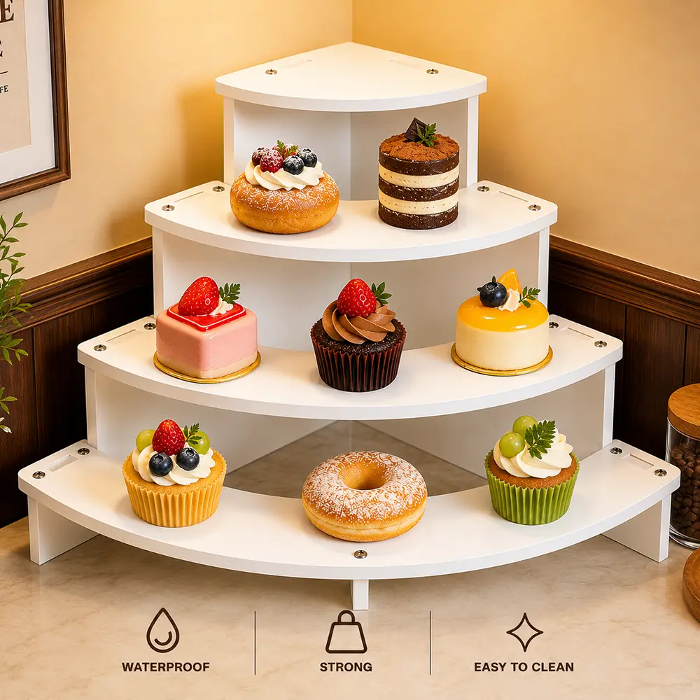 4-Layer Corner Shelf Organizer, Waterproof PVC Decor Shelves, Space-Saving Countertop Storage for Perfume, Skincare, Candles