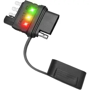 4-Way Flat Trailer Wiring Tester 4-Pin Double End Male & Female Plug Trailer Light Tester with Indicators Circuit Connector Testing Tool for Turn Signal Tail Lights Troubleshooting