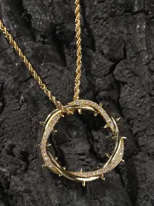 Vintage Thorn Crown Pendant Necklace for Men, Trendy Unique Design Copper Zircon Hip Hop Necklace, Stylish Jewelry Accessory