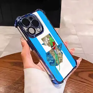 Guatemala Beautiful birds Quetzal  Blue and white striped design Suitable For Aesthetic Electroplated TPU Casing For iphone 17 16 15 14 13 12 11 X XS PRO PLUS MAX AIR L1712 Four Corners Anti-Fall Transparent Casual Soft Silicone Phone Luxury and durable