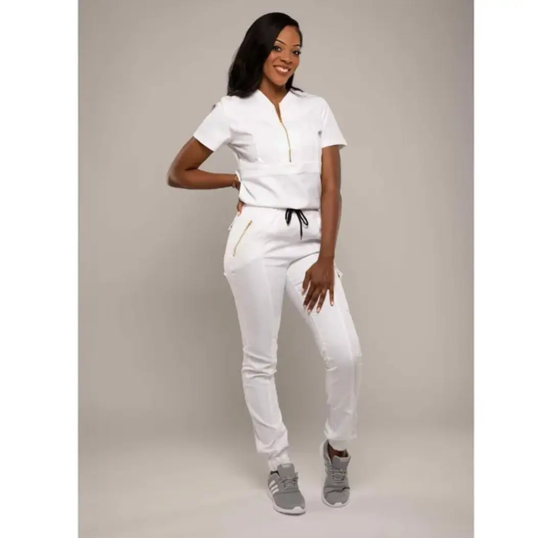 Women's Fitted Sportswear Set, Sporty Jogger Scrubs for Work Uniforms