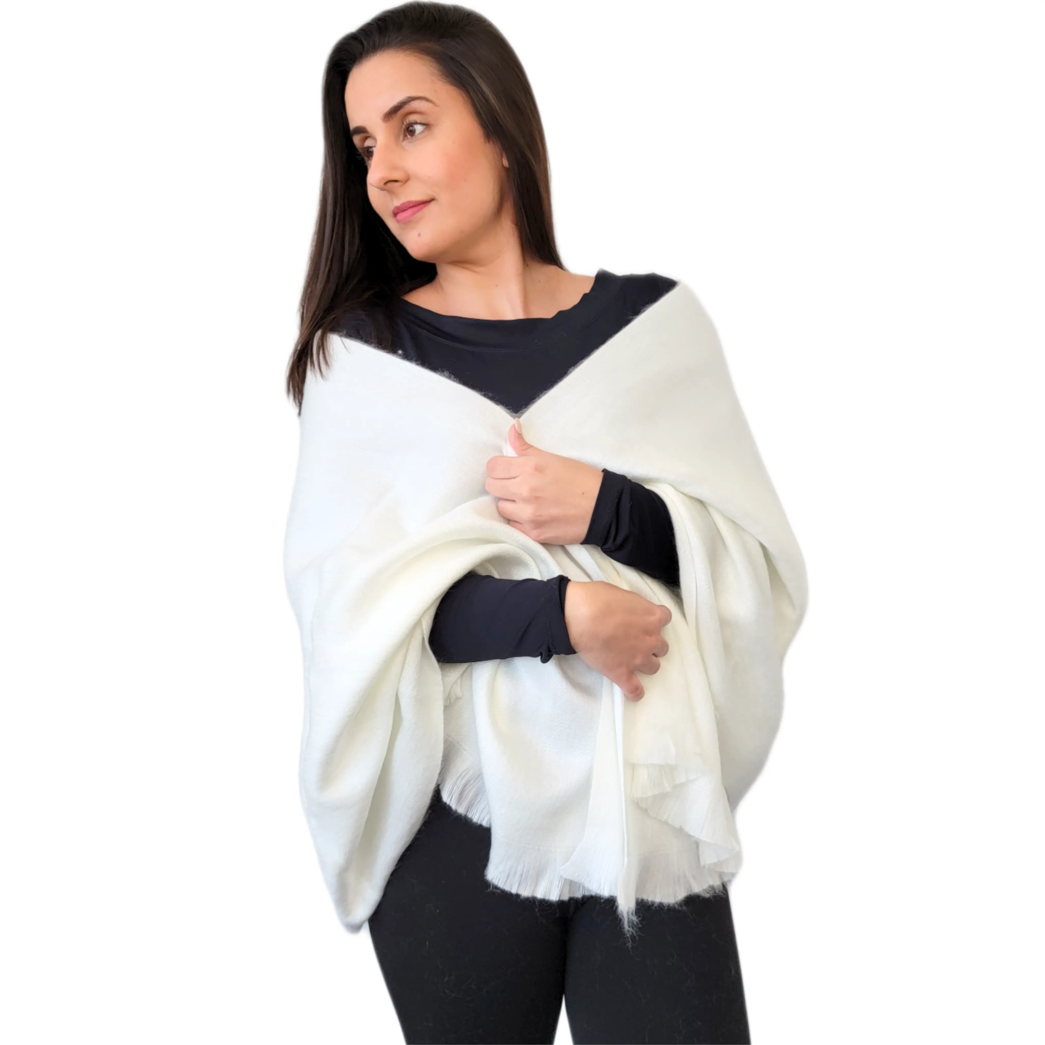 Alpaca Wool Wedding Shawl - Ivory