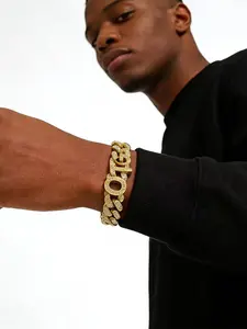 Classic 13mm Cuban Chain Alphabet OTG Link Bracelet, Essential Daily Wear Accessory, Stylish and Durable Jewelry Piece