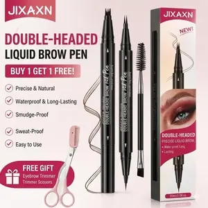 JIXAXN Double-Headed Precision Liquid Brow Pen - 4-Tip Microblade Effect Eyebrow Pencil & Ultra-Fine Liner Set - Waterproof, Smudge-Proof & Long-Lasting for Defined Natural Brows All Day - Makeup Essential