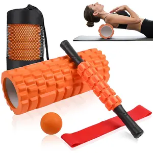 5 in 1 Foam Roller Set, Trigger Point Foam Rollers, Yoga Stick, Massage Ball, Resistance Band, for Deep Muscle Massage, Pilates Yoga, Fitness Exercise for Whole Body