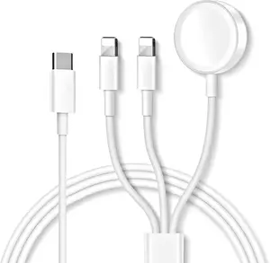 [Christmas SALE!] 3-in-1 Magnetic USB-C Charging Cable for Phone & Watch Fast Charger with Wireless Watch Pad Compatible with iPhone Apple Watch Series 1-9 SE