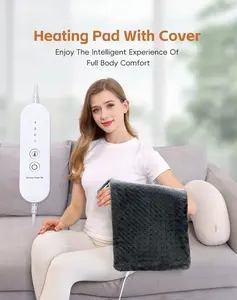 Electric Heating Pad for Back Neck Abdomen Shoulder Knee Arms Legs with Dry or Moist Heat and Auto Shut Off Ideal as Birthday Gift Light Gray 24x12 Inch