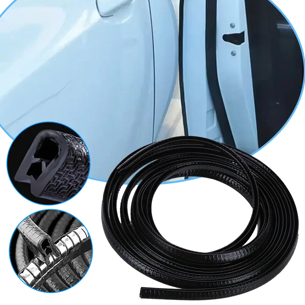 Car Door Rubber Seal Strip with Buckle, Soundproof Dustproof Noise Reduction Edge Trim Gasket Replacement, Universal for SUV Truck RV Auto Protector Accessories
