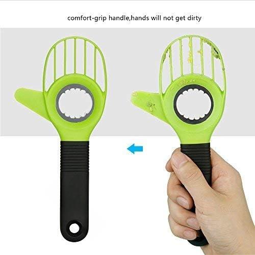 3 in 1 Avocado Slicer Tool and Saver Keeper,Avocado Pit Remover and  as  peeler scoop with Comfort-Grip Handle (Green-(Slicer+Saver))