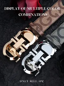 Men's Automatic Buckle Belt, High-End Business Casual Leather Waistband, Versatile Genuine Cowhide Pants Strap, New Design