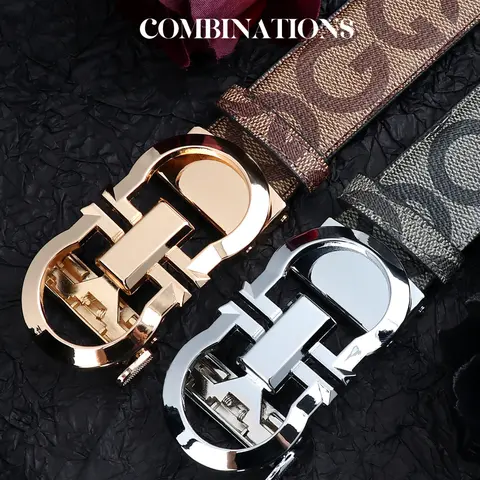 Men's Automatic Buckle Belt, High-End Business Casual Leather Waistband, Versatile Genuine Cowhide Pants Strap, New Design, Business Fashion Belt, Adjustable Belts