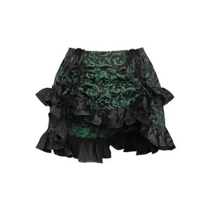Green/Black Brocade Ruched Bustle Skirt