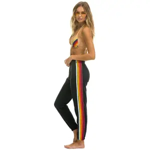 5 STRIPE SWEATPANTS - CHARCOAL // RAINBOW WHITE