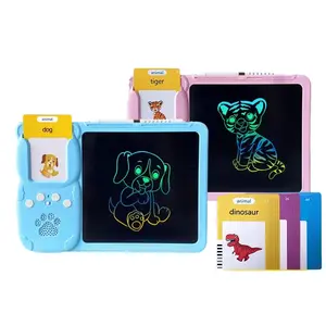 Fancy Fantastic Spanish+English Bilingual Children's LCD Tablet Flash Card Drawing Machine with Dog, Tiger, Dinosaur, and Animal Designs