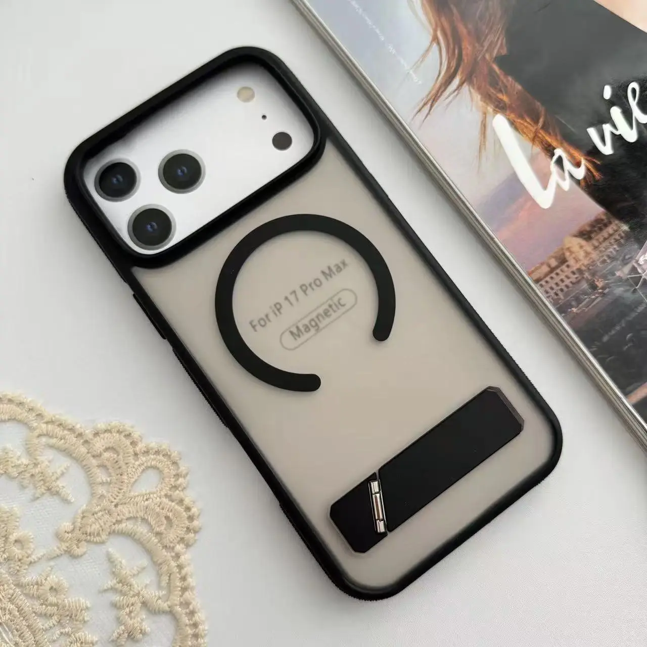 Tilted One-Piece Kickstand Compatible for iphone 17 pro case iphone 16 pro max casesTPU+Aluminum Alloy  2300 Magnetic Force Shockproof Protective Full Protection & Hands-Free for Daily Use