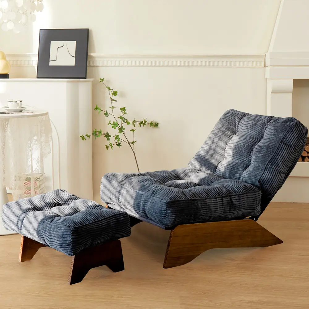 MAXYOYO Accent Chair with Ottoman Adjustable Backrest, 15" H FloorLife Style Seat, Tufted Living Room Chair Upholstered Lounge Chair with Footrest Set