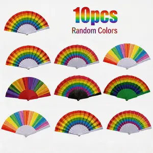 10 Rainbow Folding Fans for Parties, Photography Accessories, Dance Performance Props, Unique Party Gifts, Personalized Dance Fan Gifts