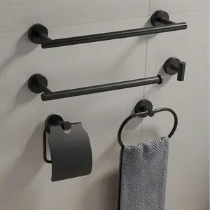 Hole-Drilled Bathroom Pendant Set, Stainless Steel Towel Ring, Round Towel Holder, Towel Rod, Toilet Paper Holder, Coat Hook, Towel Hooks, 1 Piece