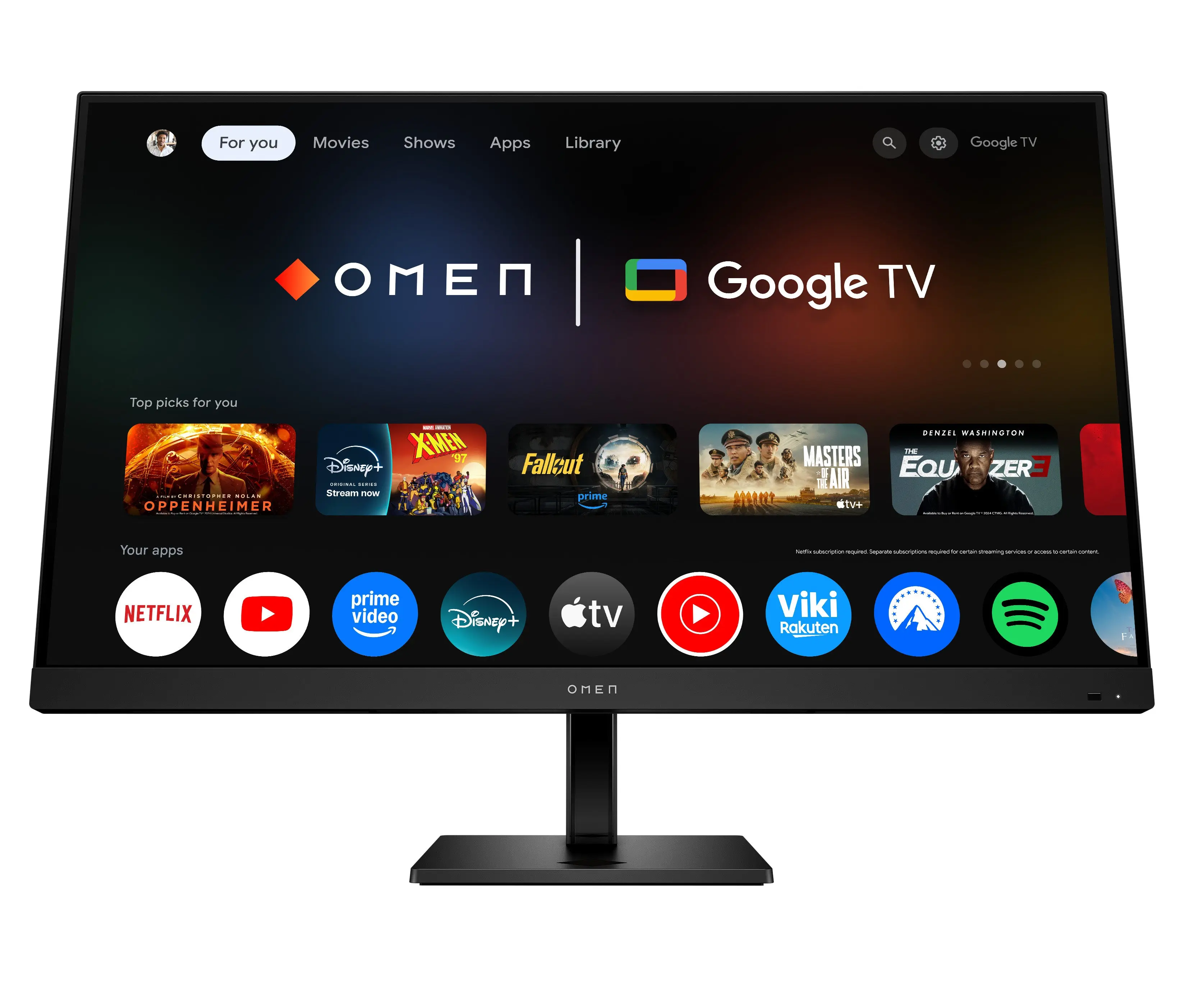 OMEN by HP 32x 31.5in UHD 144Hz Game Ready Smart Gaming Monitor - Computers & Office Monitors with Dolby Vision, 90% Recycled Aluminum, 20% Recycled Glass, AC Power Cable, Cable Holder