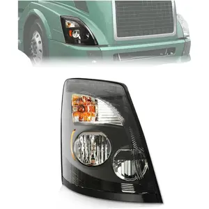 LED Headlight Right Compatible with 2004-2018 Volvo VNL VNX VNM Headlamp Front Light Lamp W/Bulb Harness Passenger Side Replacement for 82329592 82329127 22141268