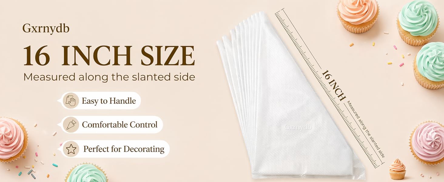 100 Pcs 12 Inch Piping Bags Disposable, Thickened Anti-Burst Pastry Bags for Thick Icing, Non-Slip Cake Decorating Bags for Cookies, Cupcakes and Royal Icing - Food Grade & BPA Free