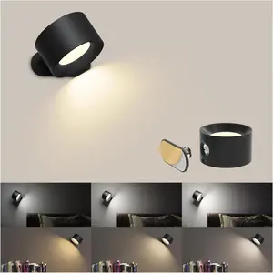LED Reading Lights, Wall Mounted Sconces with 3 Color Temperatures & 3 Brightness Levels, Rechargeable  Operated  Control 360?  Ball for Study Bedside Bedroom