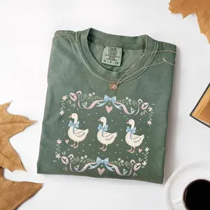 Comfort Colors 1980s Vintage Blue Ribbon Goose Tee, Retro Graphic Tshirt, Funny Retro Goose With Hearts Tshirt, Colorful 80s Vintage Tee