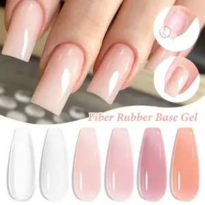 Mtssii 7ML Nude Fiber Rubber Base Gel, 2-In-1 Base & Color Gel, Clear Soak off LED Nail Polish, Nail Art, Easy Application, Smooth Application