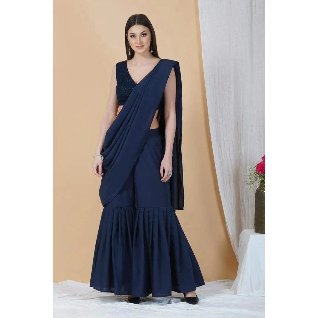 Midnight Blue Ready to Wear Saree