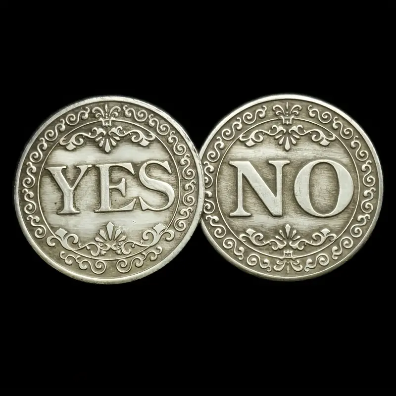 Floral "yes/no" letter ornament, silver-gray copper commemorative coin series, collector's challenge coin and souvenir