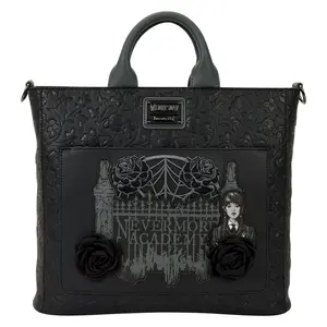 Wednesday Black Roses Loungefly Convertible Backpack & Tote Crossbody Bag