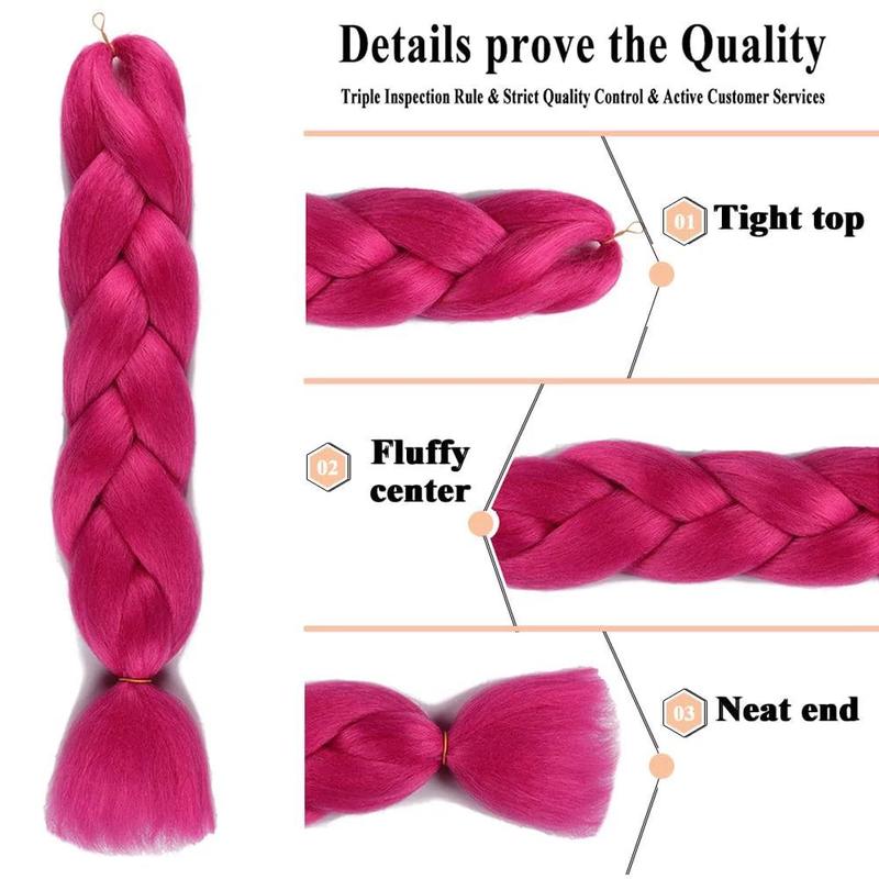 Pink Jumbo Braiding Hair Extension 1pcs/Lot Crochet Braids Hair 100g/pc Hot Pink braiding hair Synthetic Crochet Braids Hair Extension (24Inch Rosy Pink)