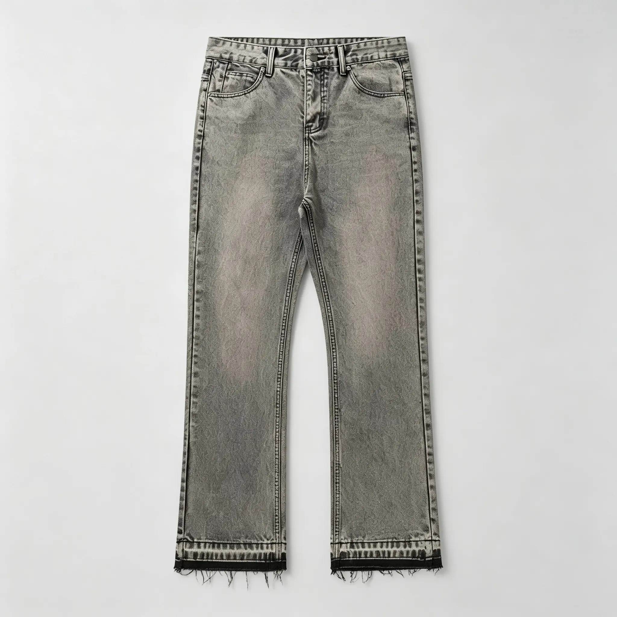 Vintage Wash Bootcut Denim Pants Unisex Mid Rise Slim Fit Raw Hem Denim Classic Pocket Design Retro 90s Y2K Urban Daily Flare Jeans
