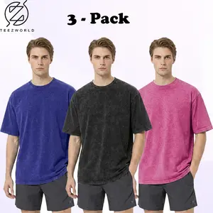 Oversized Streetwear T-Shirt 3-Pack Bundle for Men – Heavyweight Cotton Baggy Relaxed Fit Casual Tees, Soft Comfortable Breathable Fabric Minimalist Everyday Outfit Essential