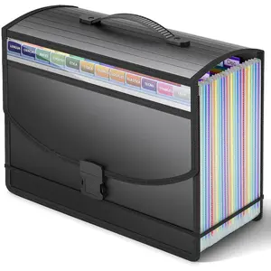 25 Pockets Accordion File Organizer with Handle,Expanding File Folder for Paper/Document/Bill,Portable Filing Box,Visible Window,Quick Search,Expandable Bottom,Large Capacity,A4/Letter Size