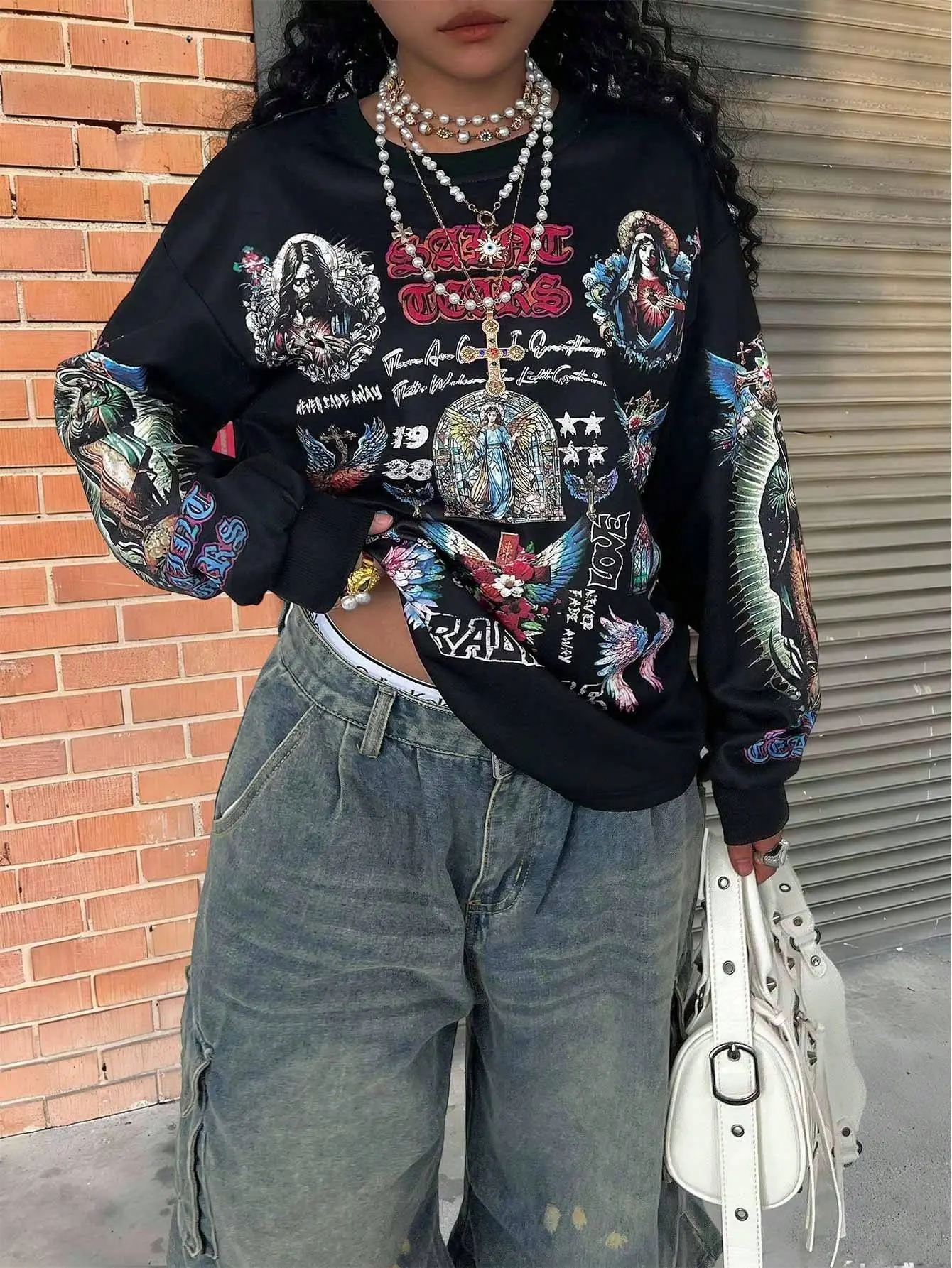 ZESTY Oversized Crew Neck Drop Shoulder Long Sleeve Sweatshirt Women Soft Fleece Pullover Top Casual Streetwear Fall Winter Vibe