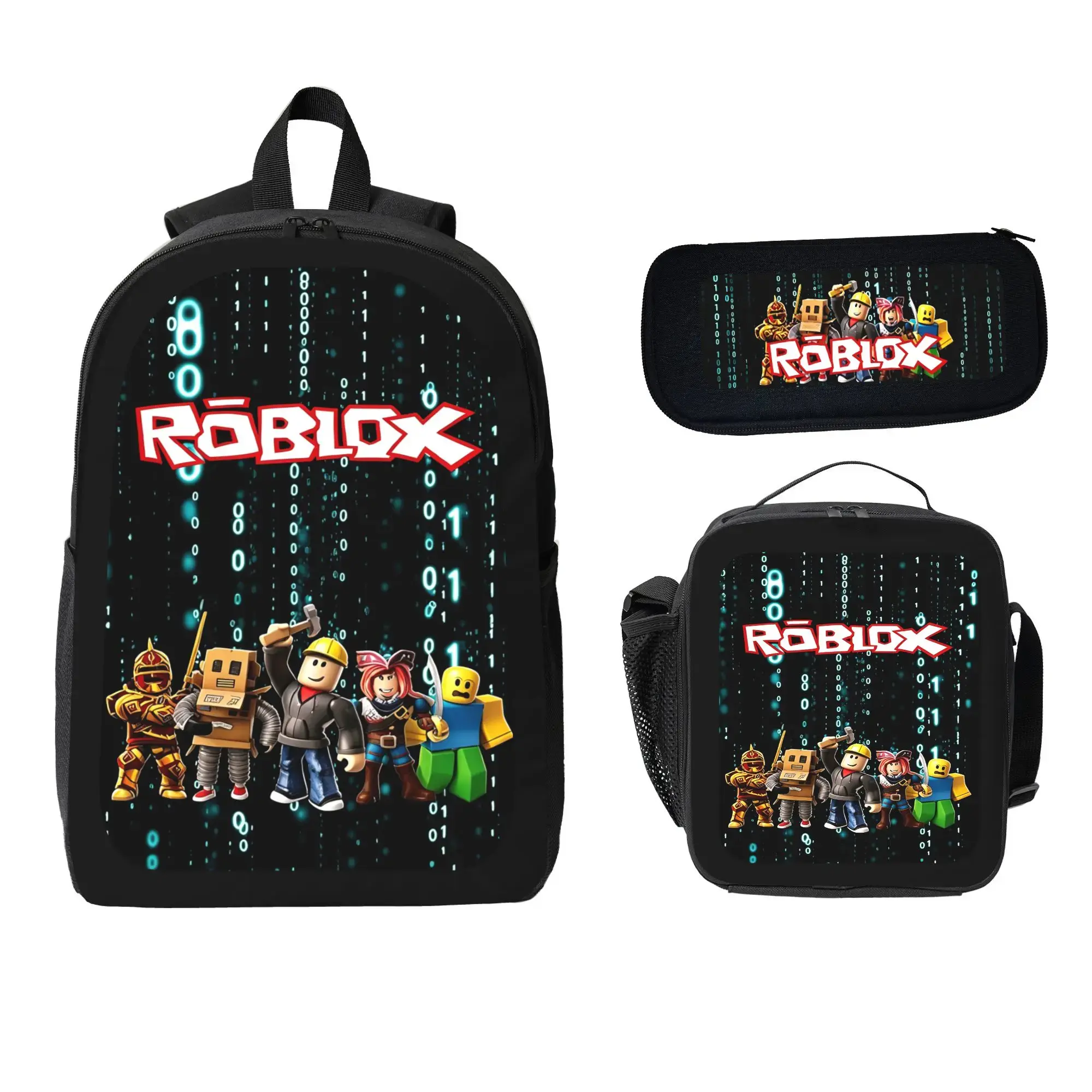 Lightweight Easy Wipe Roblox Graphic Backpack, Expanded Large Capacity Multi Pocket Layered Storage School Travel Bag, Smooth Zipper Reinforced Bottom Widened Body Sturdy Handle Multi Compartment Daily Campus Bag