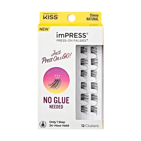 Impress Falsies Pre-Glued False Eyelashes Minipack - Classy | 12 Lash Clusters, 10mm-12mm