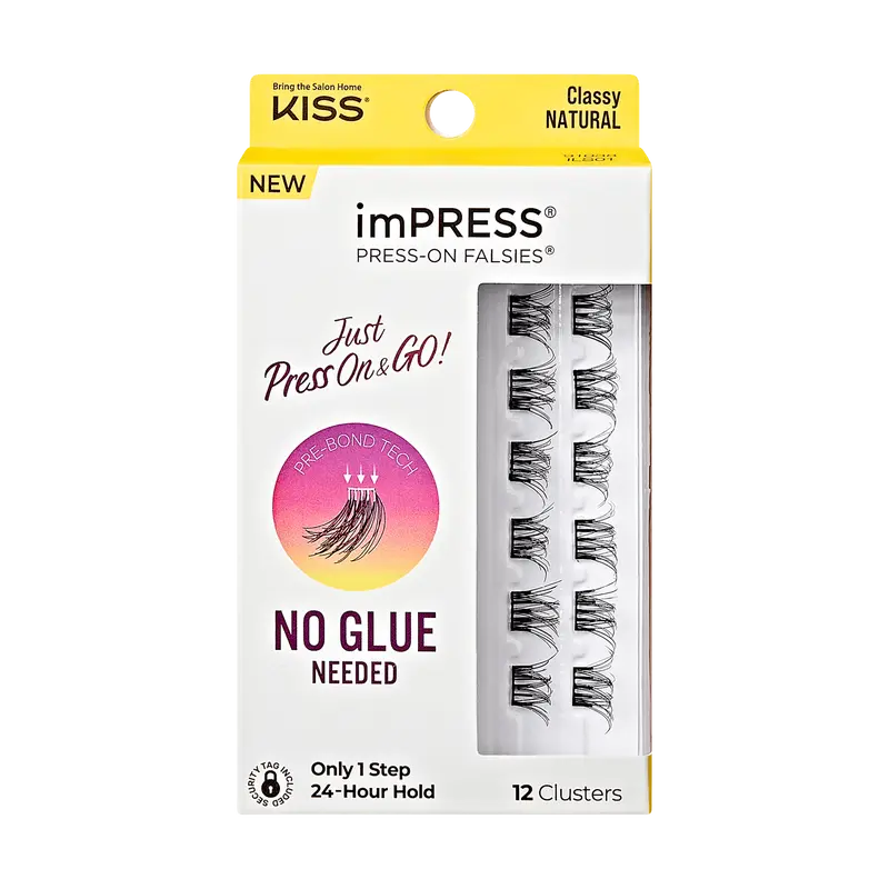 Impress Falsies Pre-Glued False Eyelashes Minipack - Classy | 12 Lash Clusters, 10mm-12mm