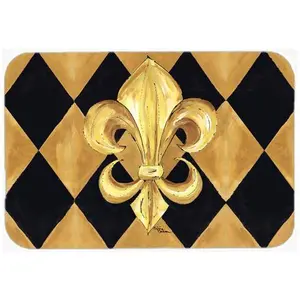 212 MAIN Large Rectangle Chopping Board, 15x12 in Tempered Glass, Black and Gold Fleur de Lis New Orleans Design, Heatproof Kitchen Cutting Board for Knives, Rectangle Chopping Boards