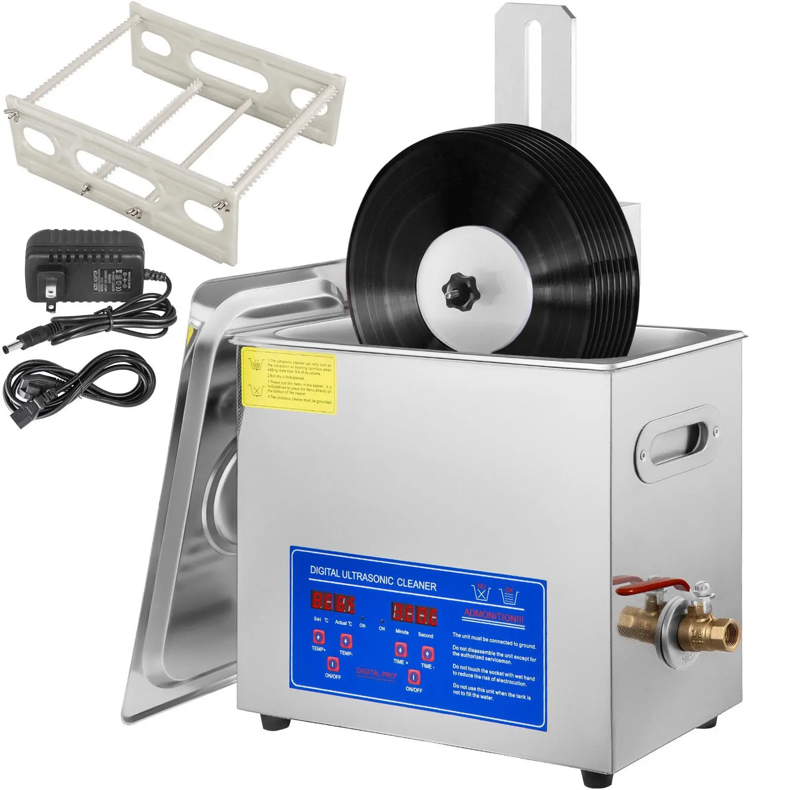 【SummerFinds】VEVOR Ultrasonic Vinyl Cleaner 6L,  , 7-12 Inch 8 Records Ultrasonic Vinyl Cleaning Machine 180W Ultrasonic Records Cleaner with Drying Rack for Home Store