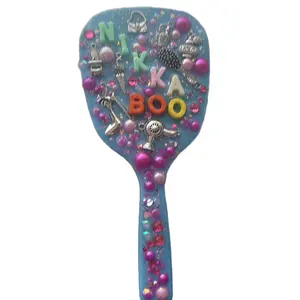 Custom JUNK Handheld Mirror with Decorative Features, Pink Handle, and Various Illustrations Mini